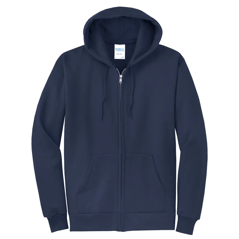 Port & Company® Core Fleece Full-Zip Hooded Sweatshirt - Navy