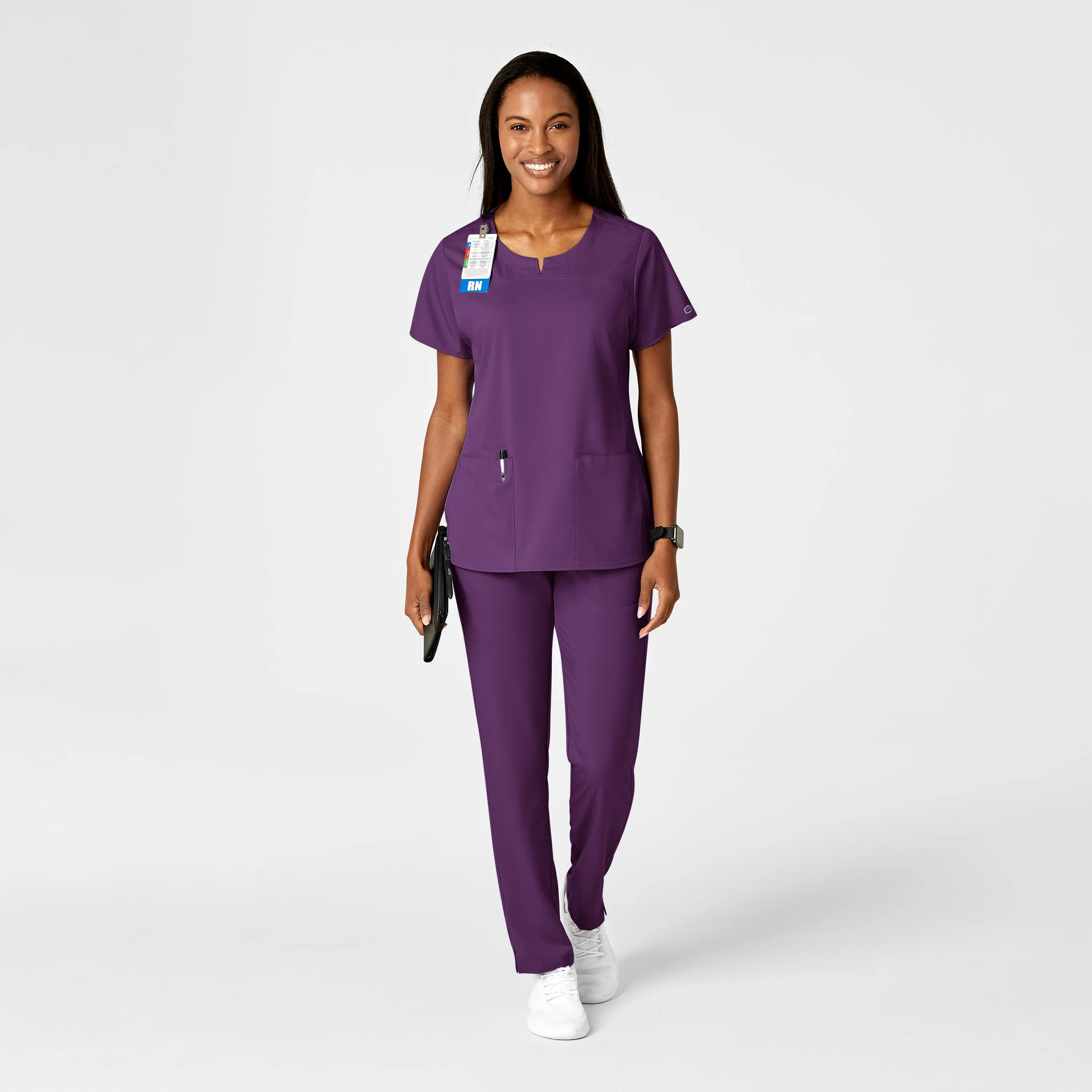 PRO Women's Knit Waist Cargo Scrub Pant - Eggplant