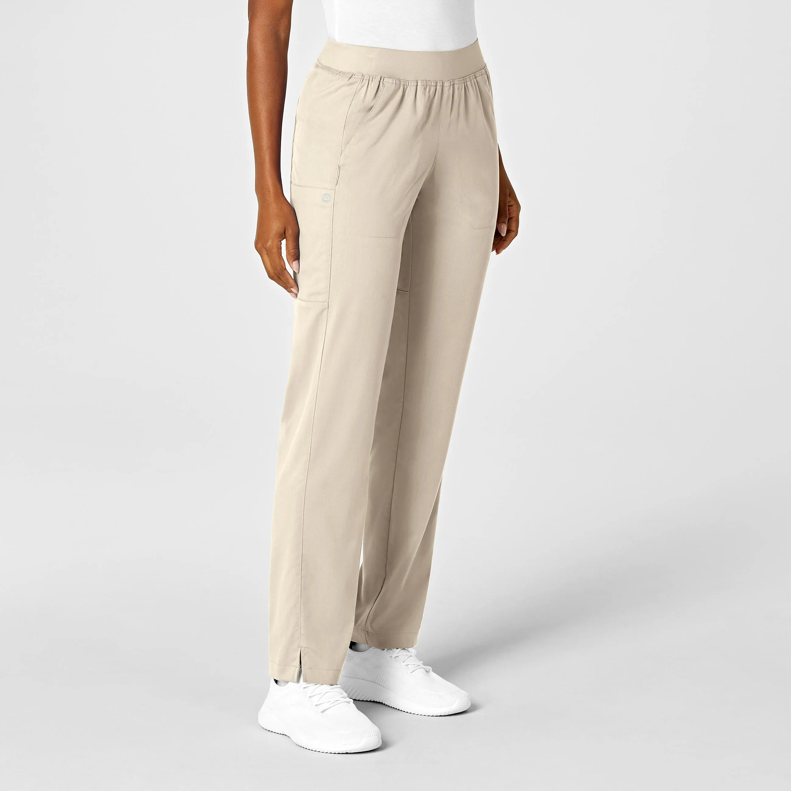 PRO Women's Knit Waist Cargo Scrub Pant - Khaki