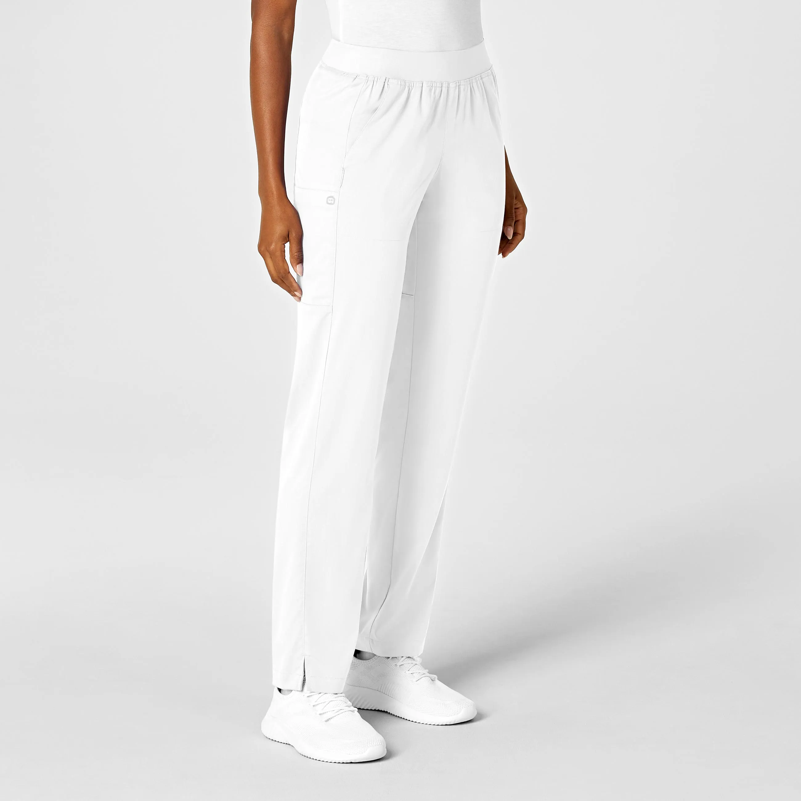 PRO Women's Knit Waist Cargo Scrub Pant - White