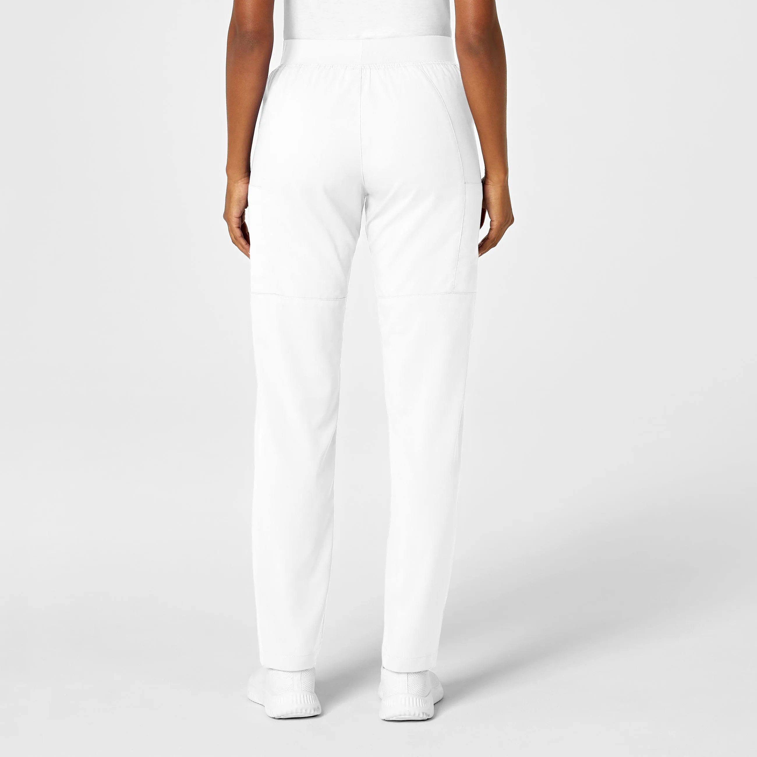 PRO Women's Knit Waist Cargo Scrub Pant - White