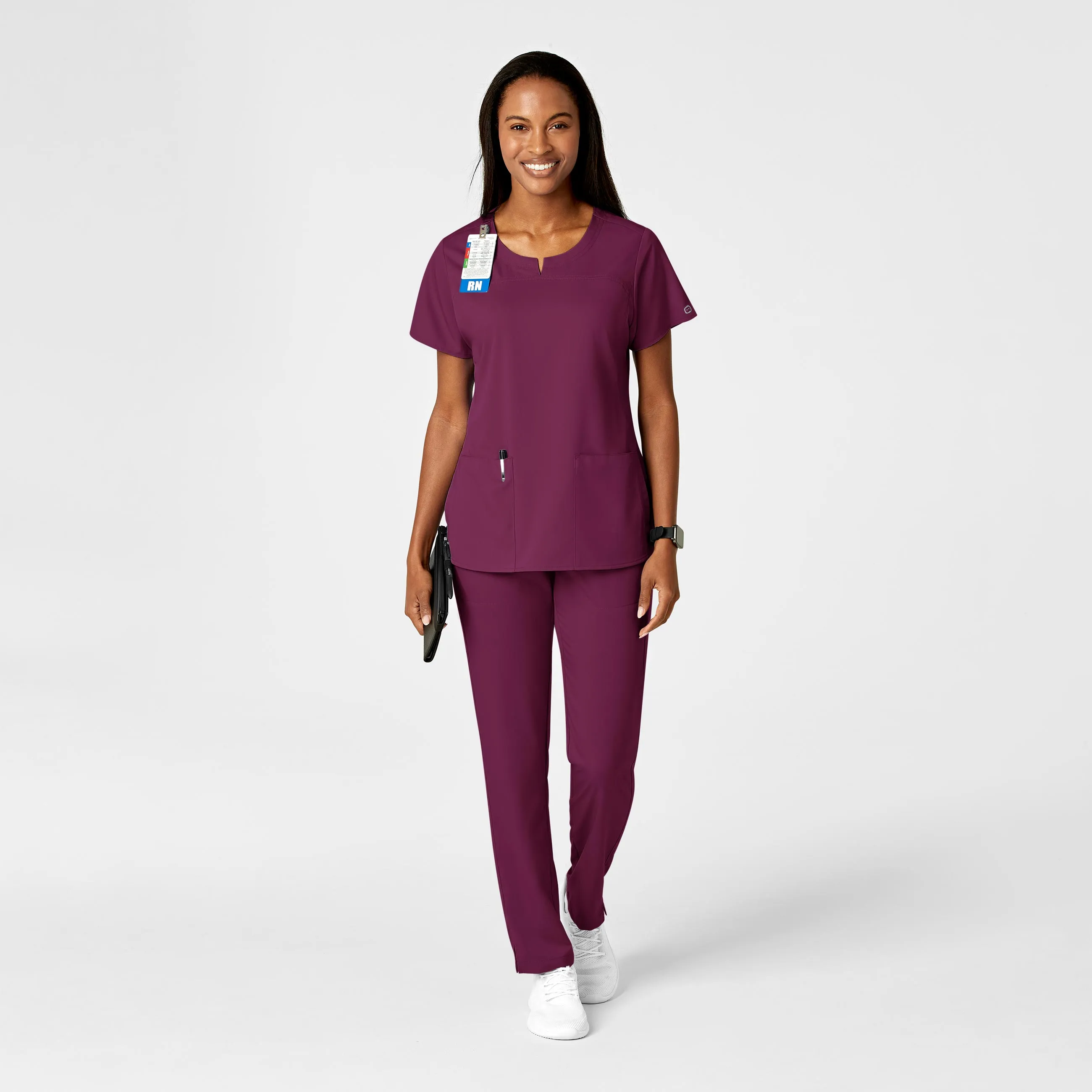 PRO Women's Knit Waist Cargo Scrub Pant - Wine