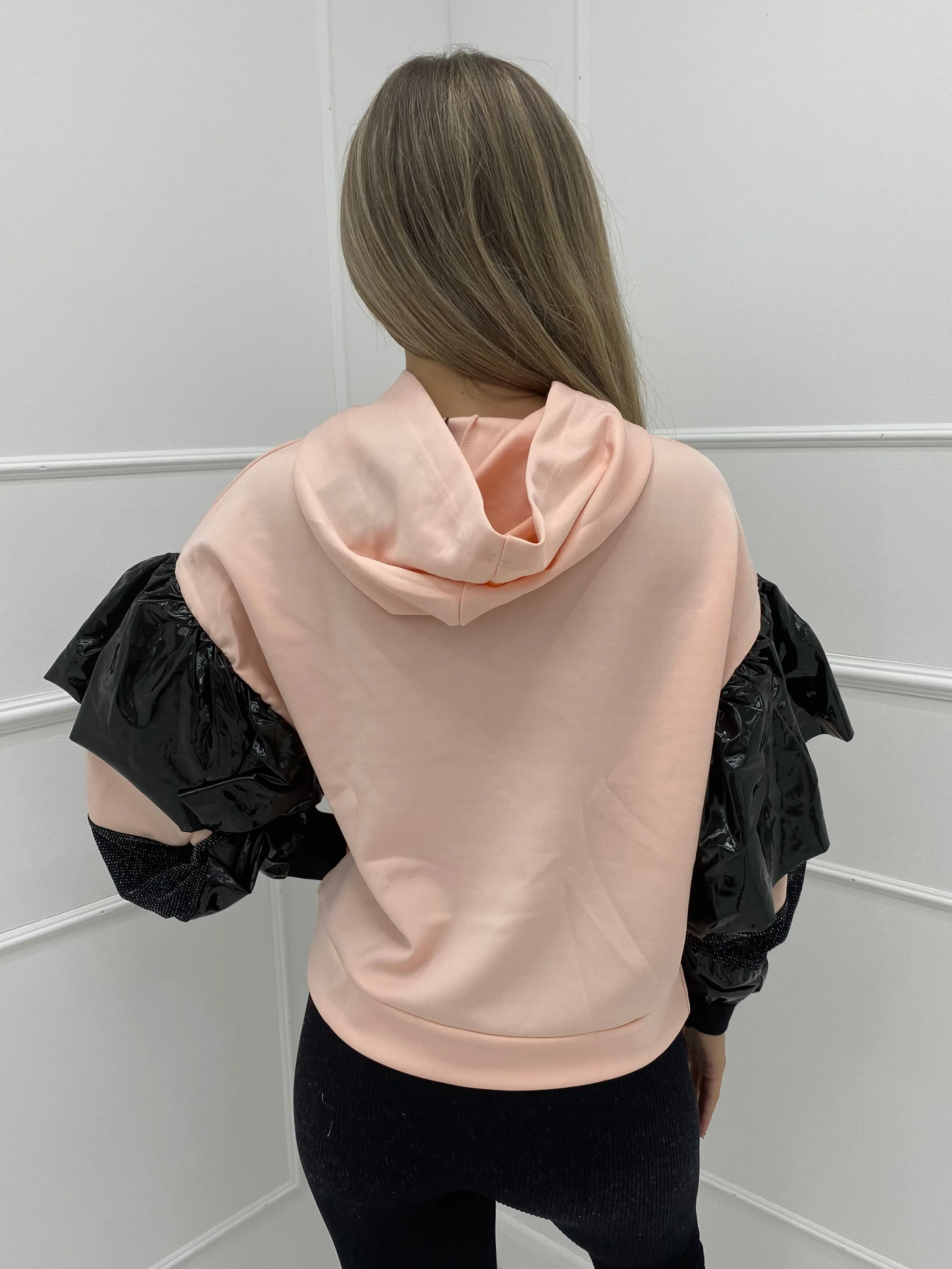 PVC Sleeve Hoodie - Peach