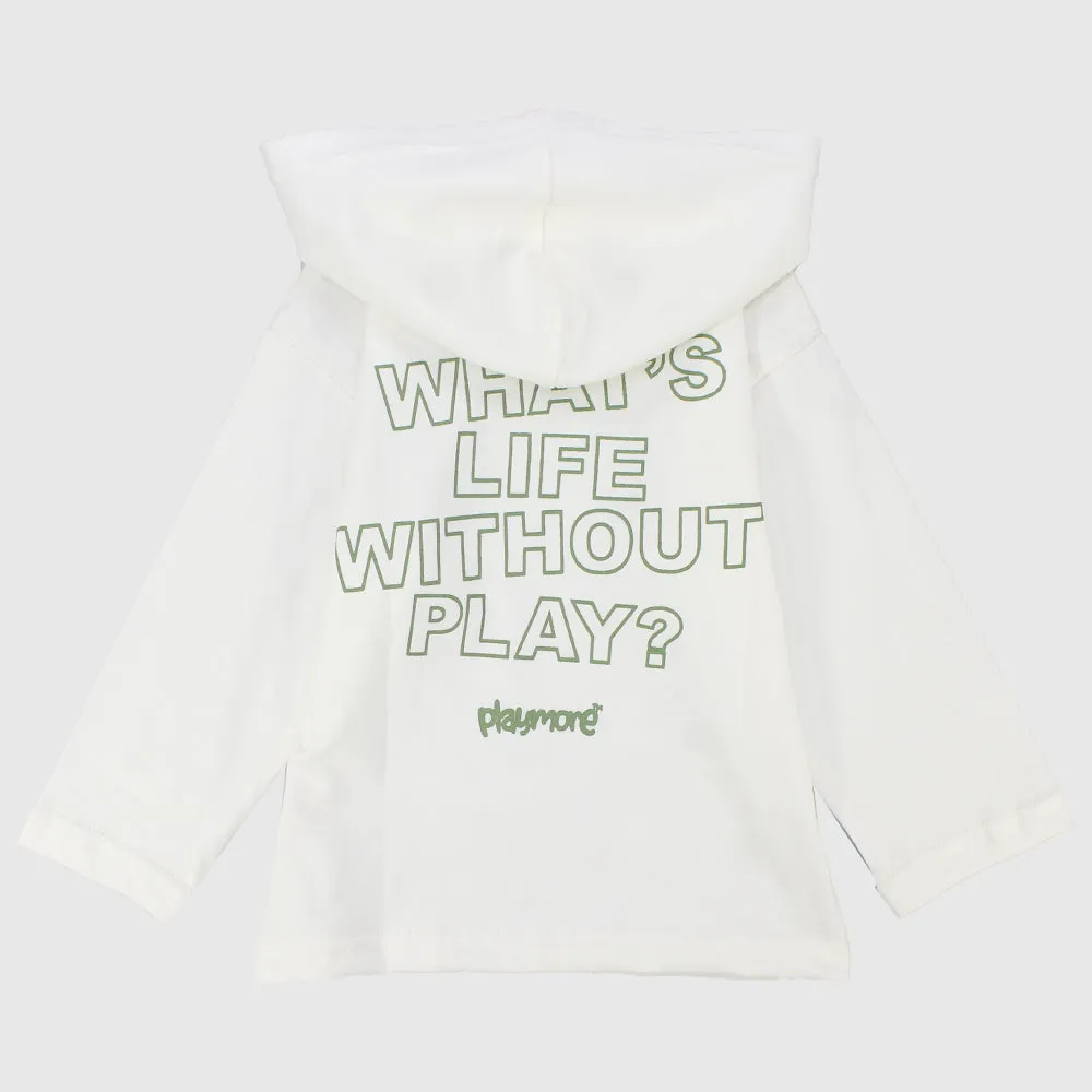 "What's Life Without Play" Long-Sleeved Hooded T-Shirt