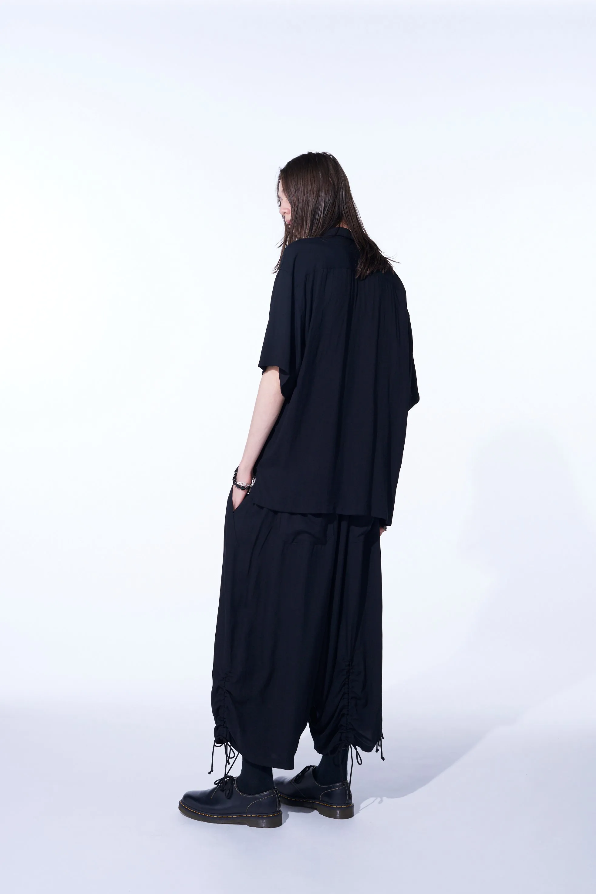 RAYON WASHER TWILL STRINGS GATHERED SAROUEL PANTS