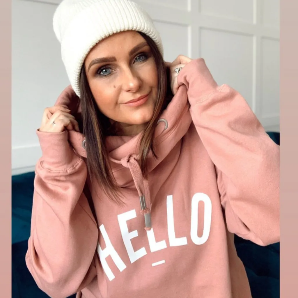 Rose Hello Cowl Neck Hoodie