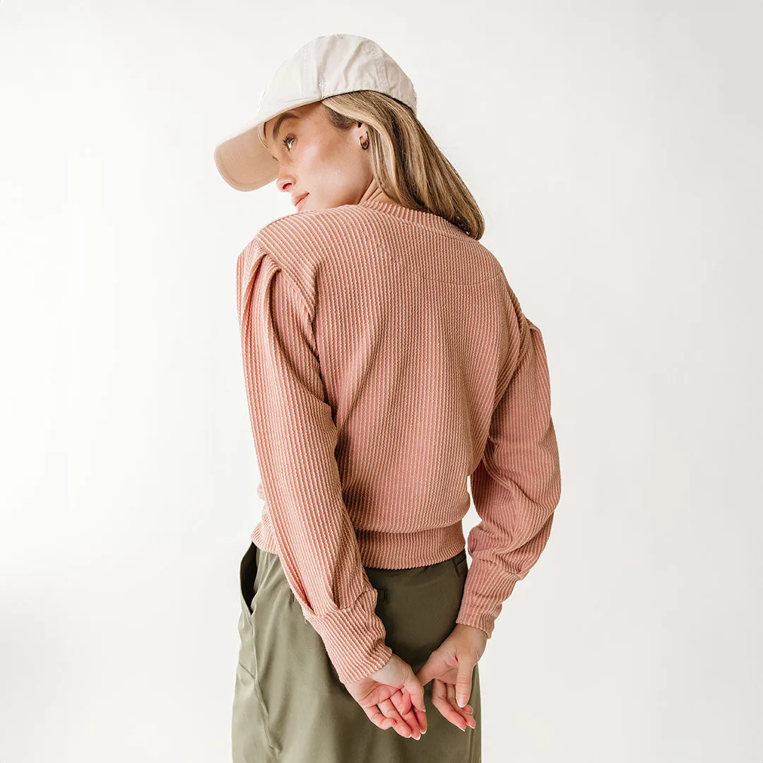 Serena Ribbed Top, Dusty Rose