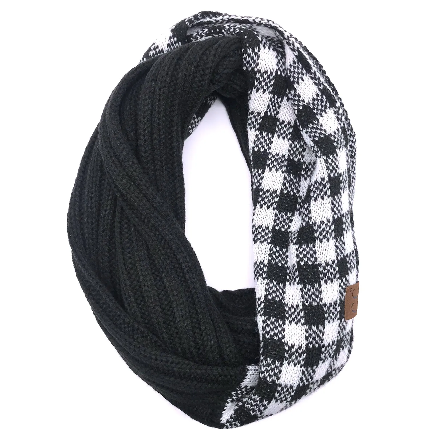 SF-17 BUFFALO PLAID SCARF BLACK WHITE/BLACK