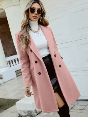 SHEIN Priv̩ Lapel Collar Double Breasted Overcoat