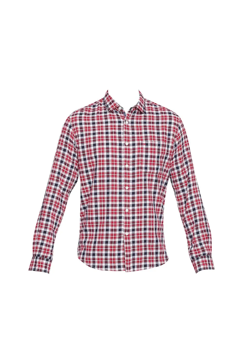 Slim Fit Red Dobby Checks Shirt