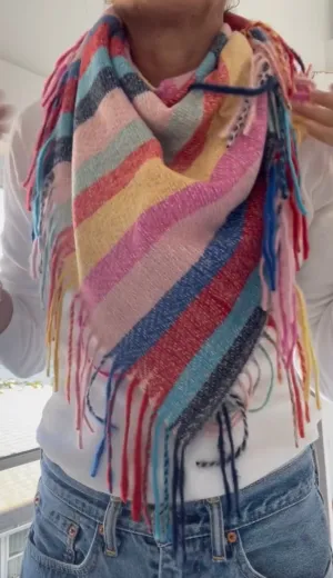 Super Cozy Pink Stripe Blanket Scarf