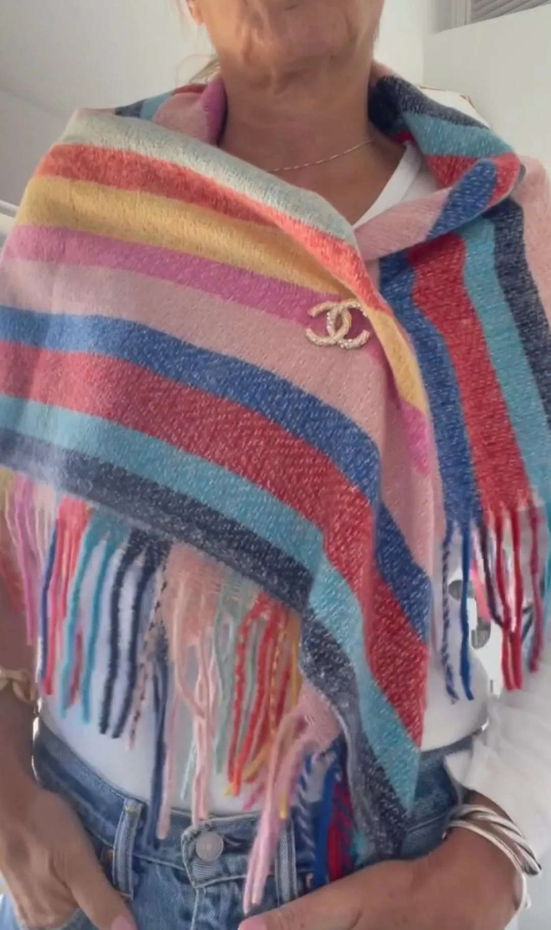 Super Cozy Pink Stripe Blanket Scarf