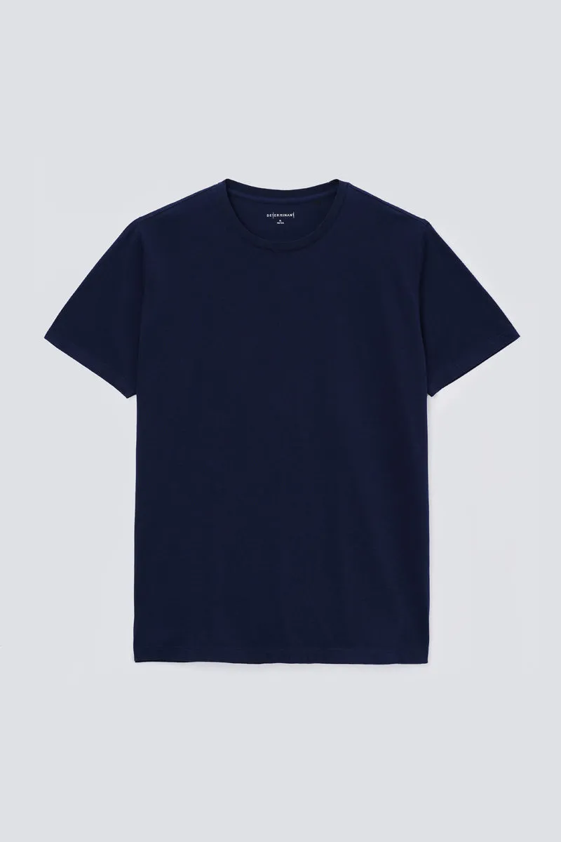 Supreme Cotton-Silk Crew Neck T-Shirt | Navy NYYD01