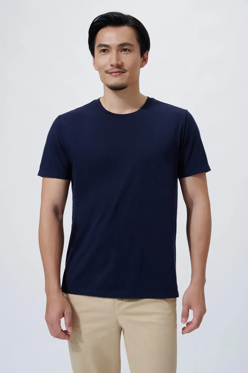 Supreme Cotton-Silk Crew Neck T-Shirt | Navy NYYD01