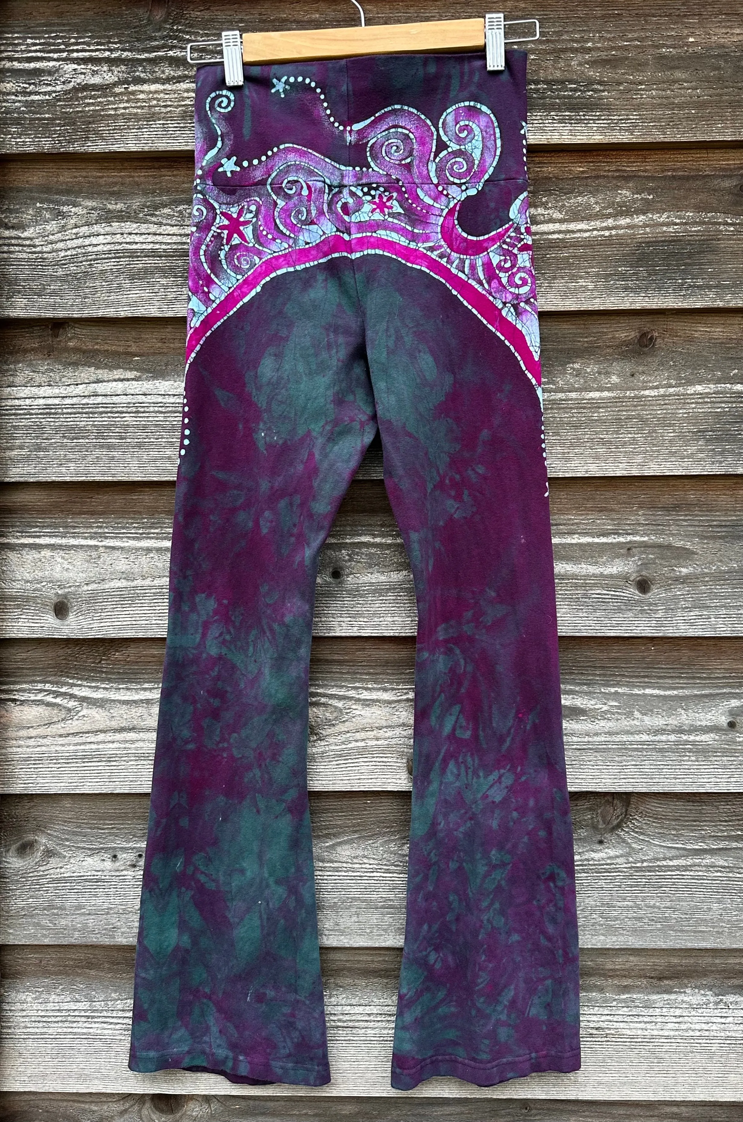 Teal and Magenta Moon Rainbow Stretchy Movement Pants - Size MEDIUM