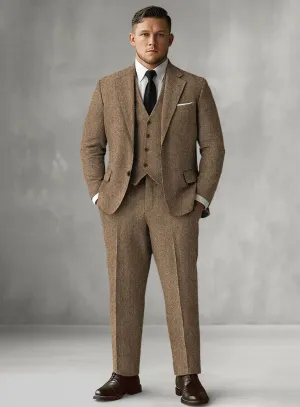 Tweed Suit Big and Tall - Irish Brown Herringbone