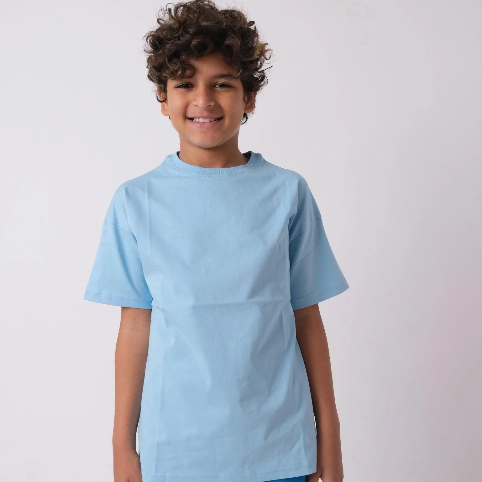 Unisex Plain Babyblue Short-Sleeved T-Shirt