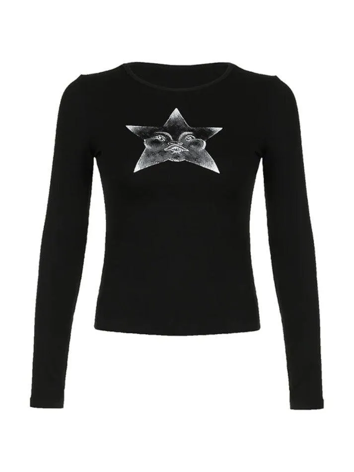 Uniwim Adorable Star Print Slim Long Sleeve Knit