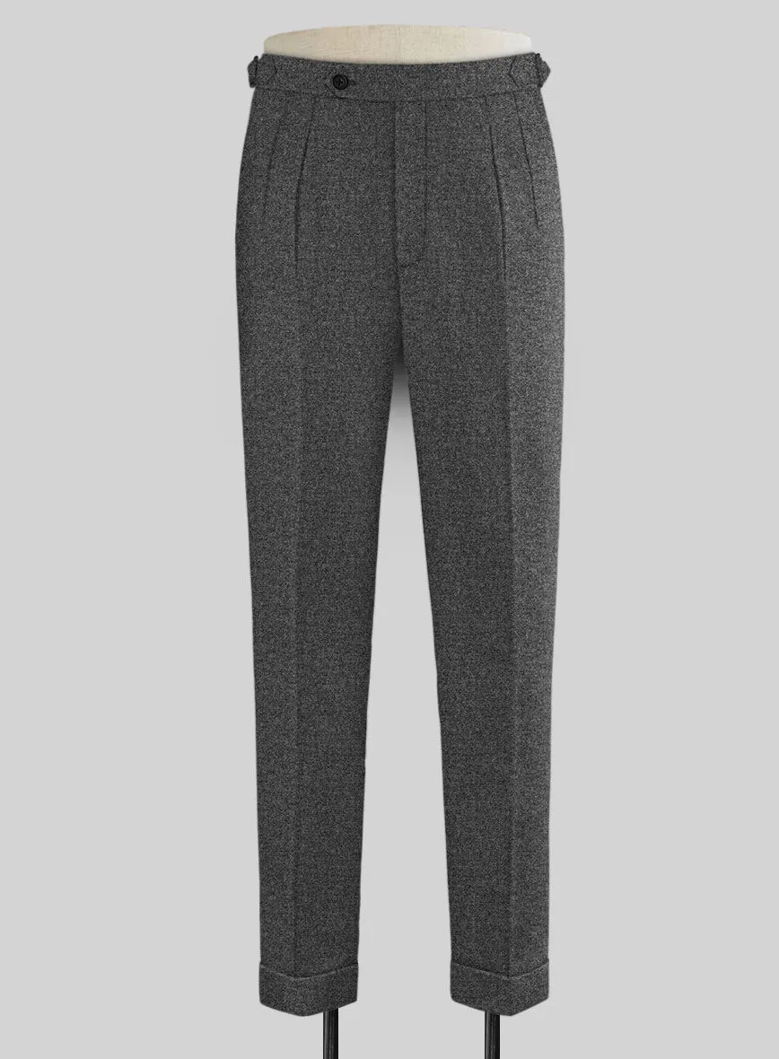 Vintage Plain Dark Gray Tweed Highland Trousers