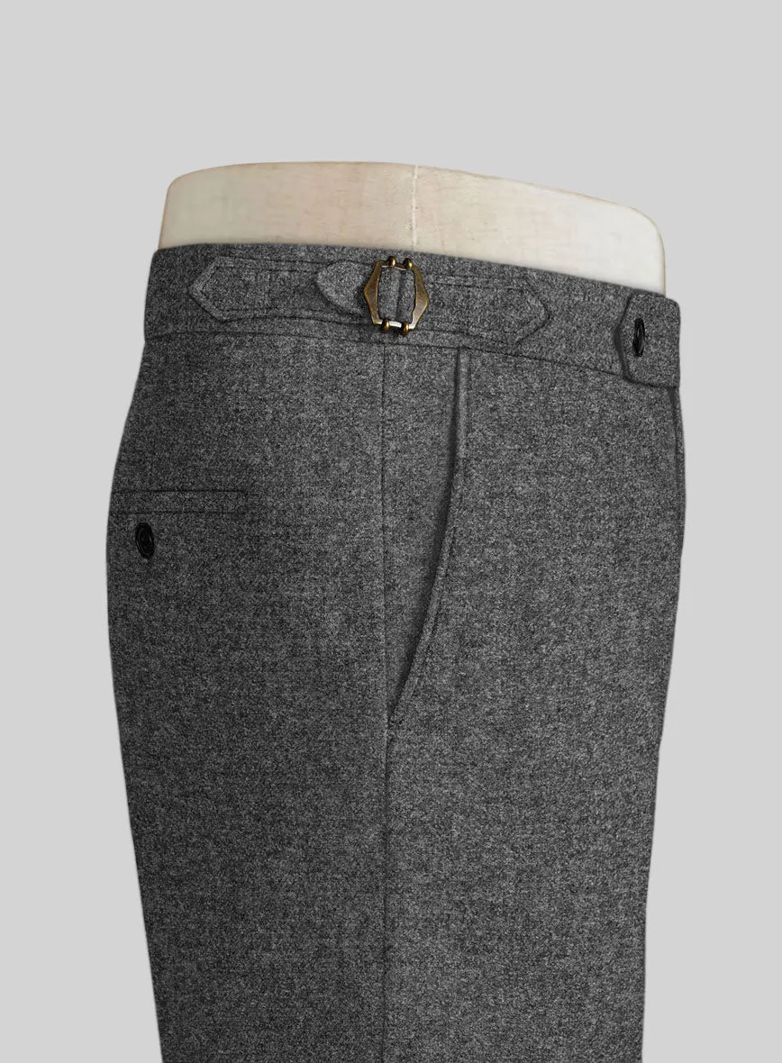 Vintage Plain Dark Gray Tweed Highland Trousers