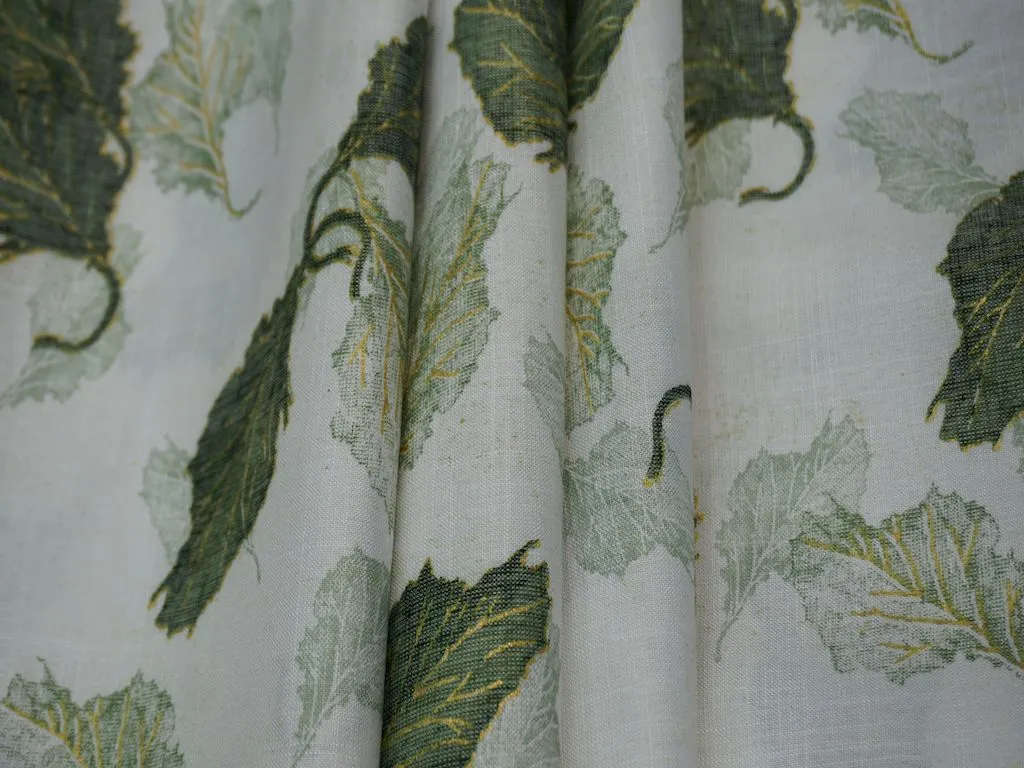 White And Green Flower Print Rayon Fabric