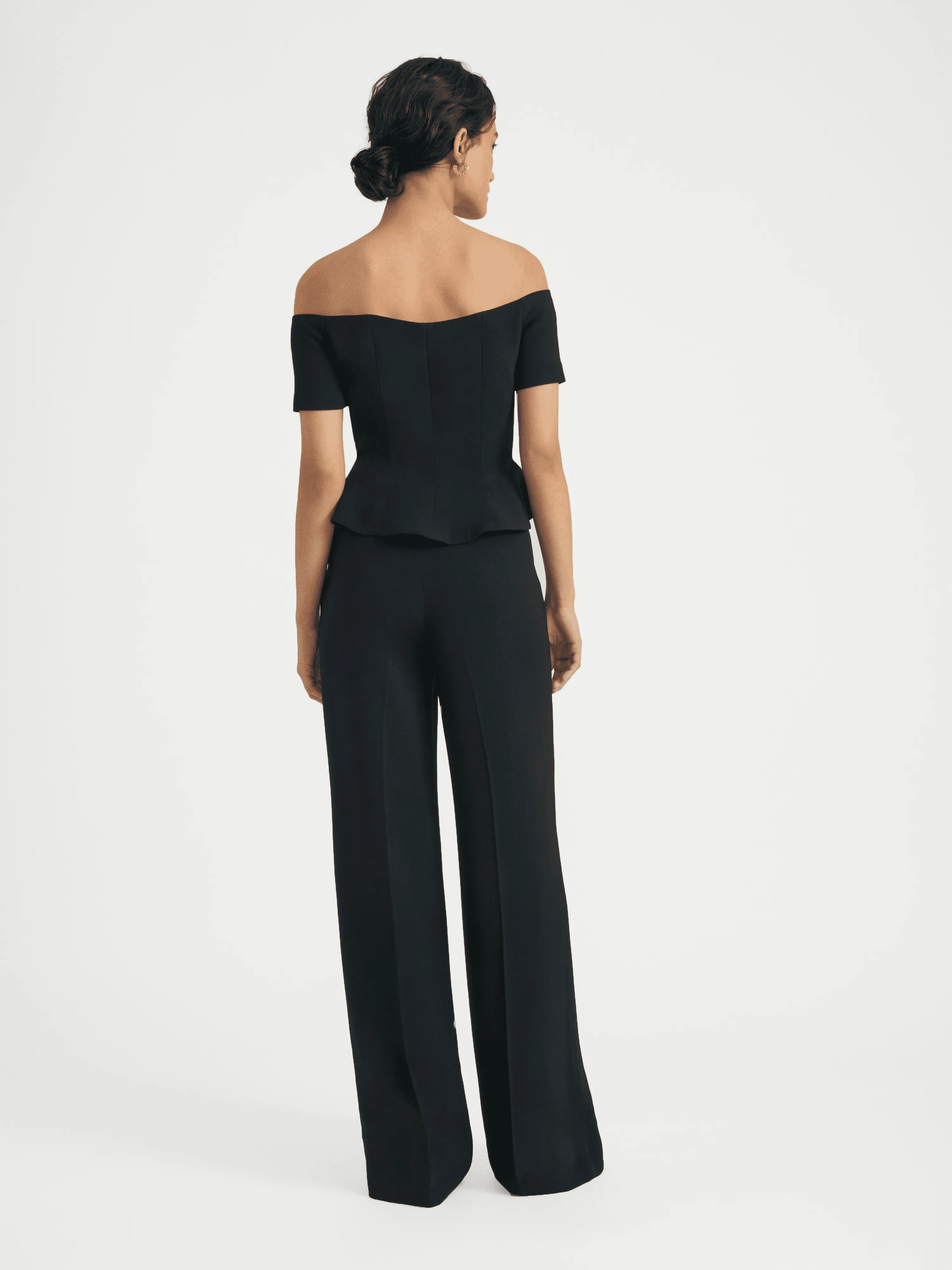 Wide Tailored Trouser in Black