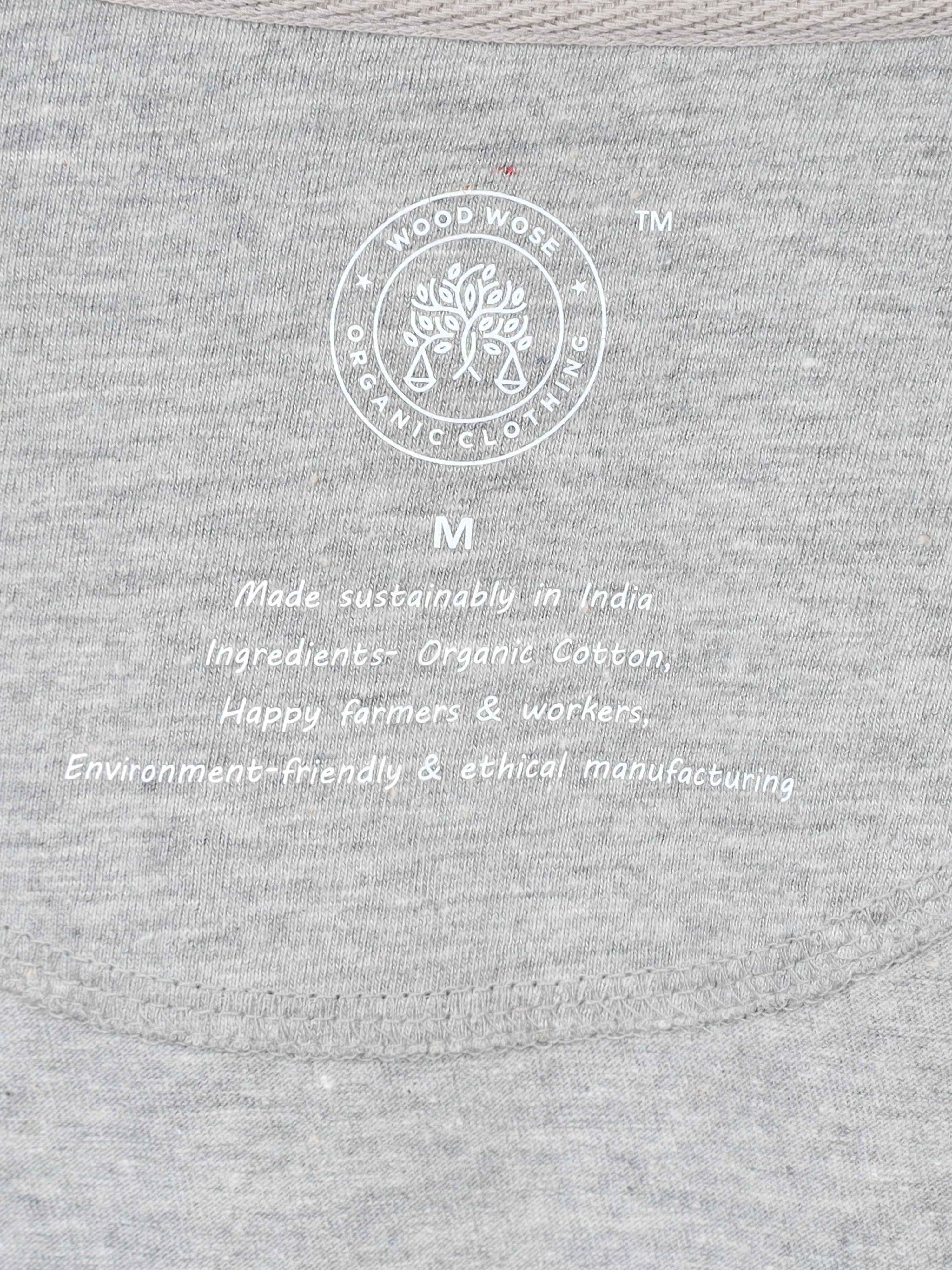 Woodwose Organic Clothing Men's Regular Fit Organic Cotton T-Shirt - Grey Melange