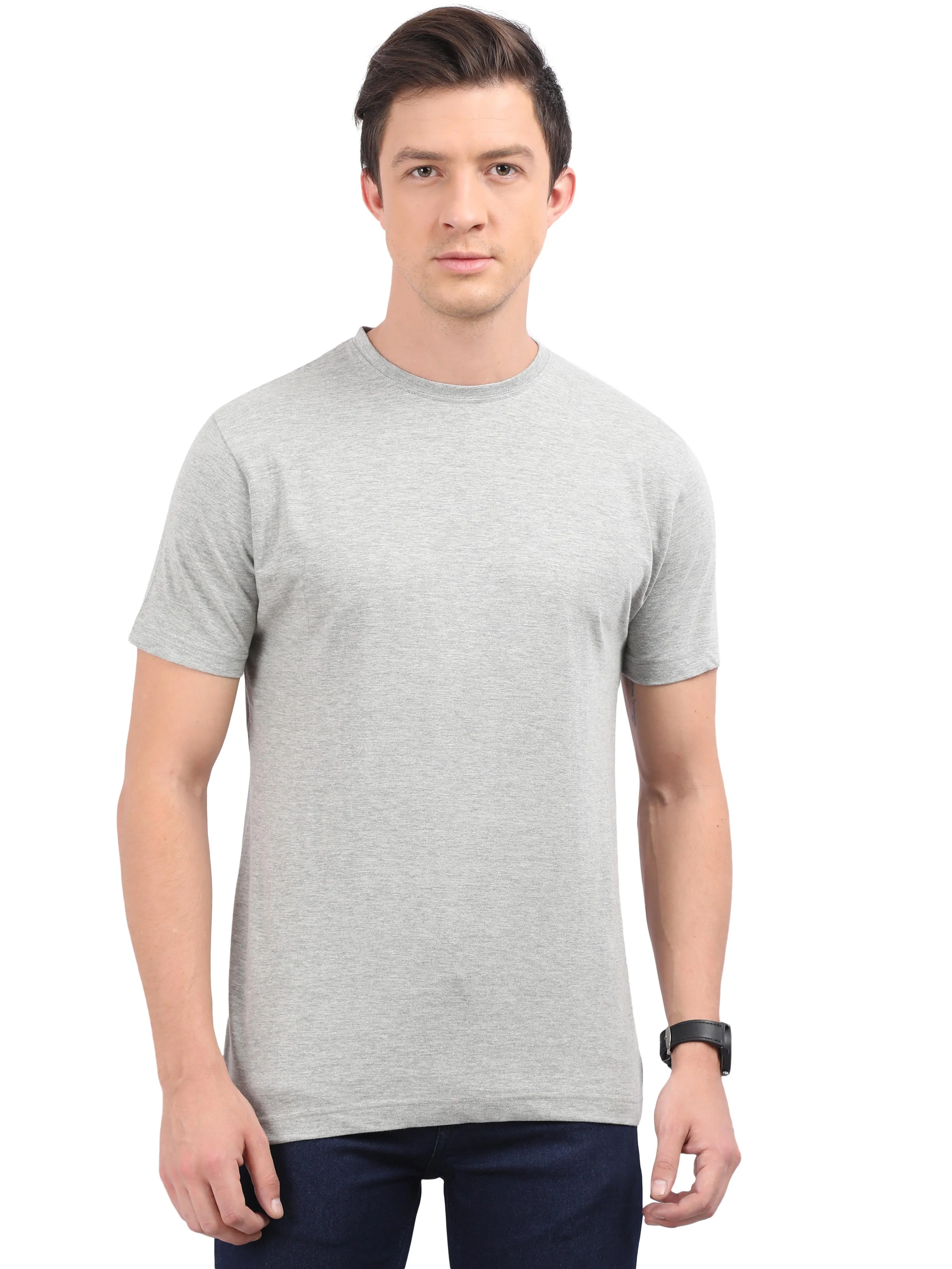 Woodwose Organic Clothing Men's Regular Fit Organic Cotton T-Shirt - Grey Melange