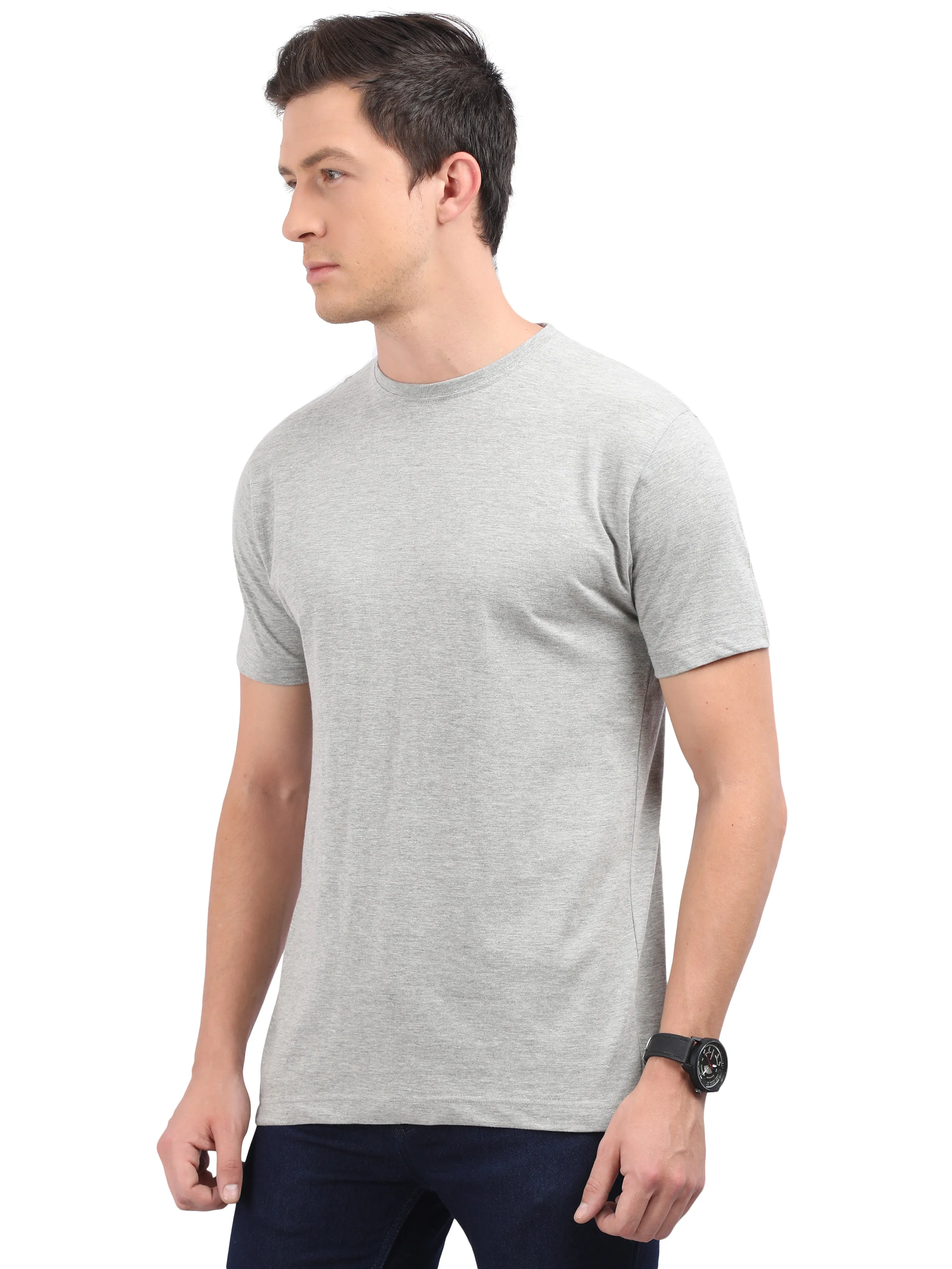 Woodwose Organic Clothing Men's Regular Fit Organic Cotton T-Shirt - Grey Melange