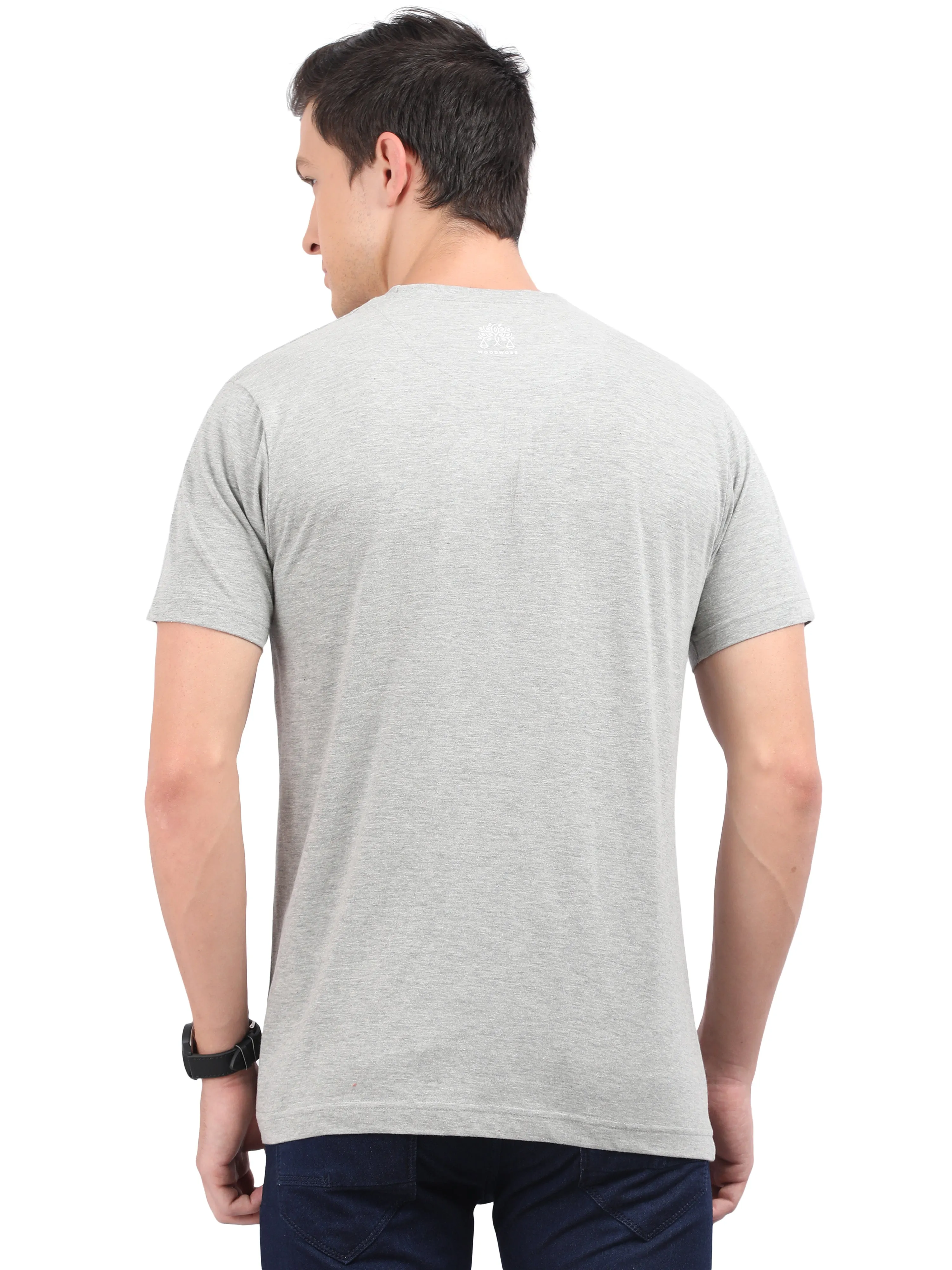 Woodwose Organic Clothing Men's Regular Fit Organic Cotton T-Shirt - Grey Melange