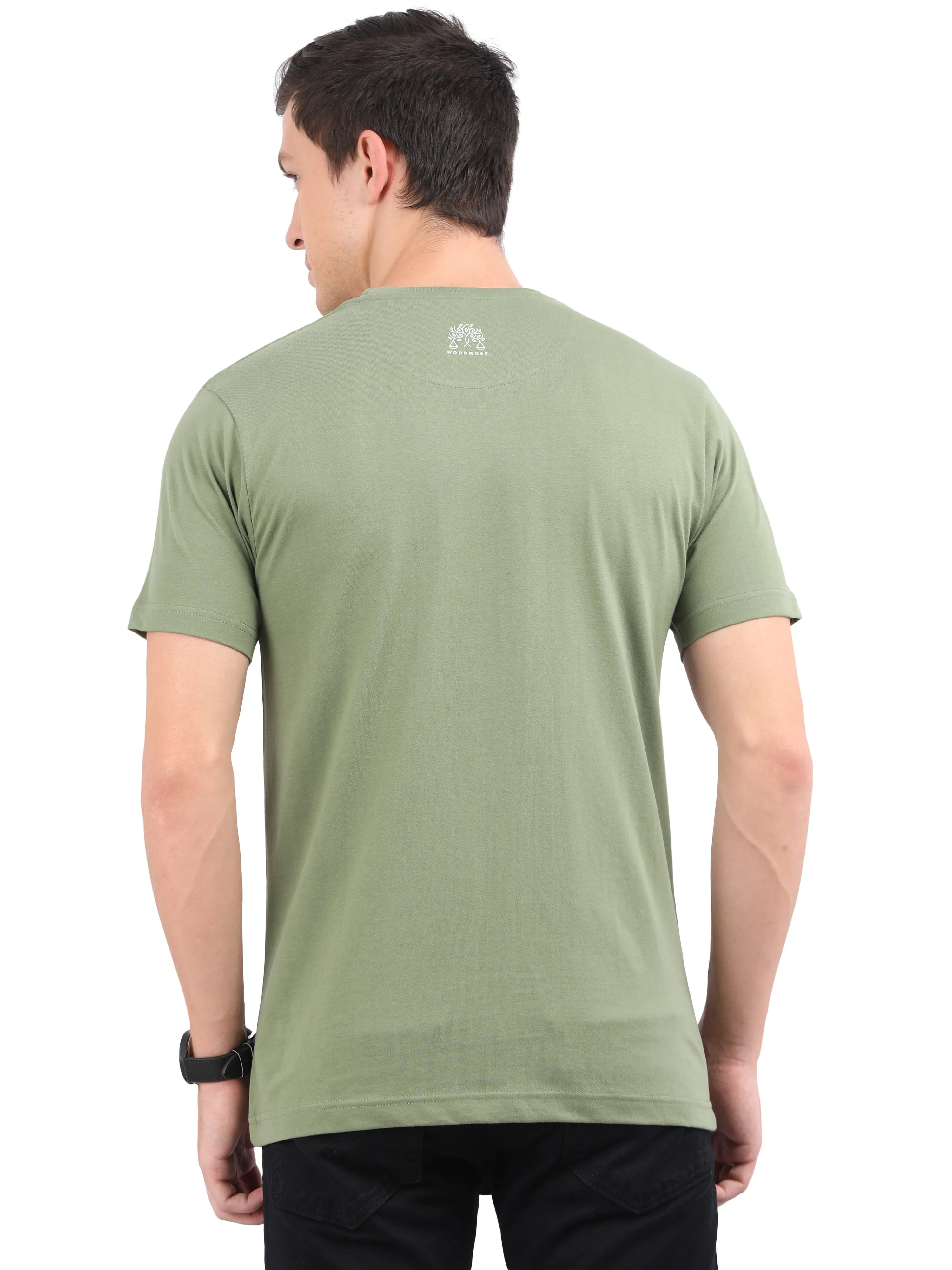 Woodwose Organic Clothing Men's Regular Fit Organic Cotton T-shirt - Olive Green